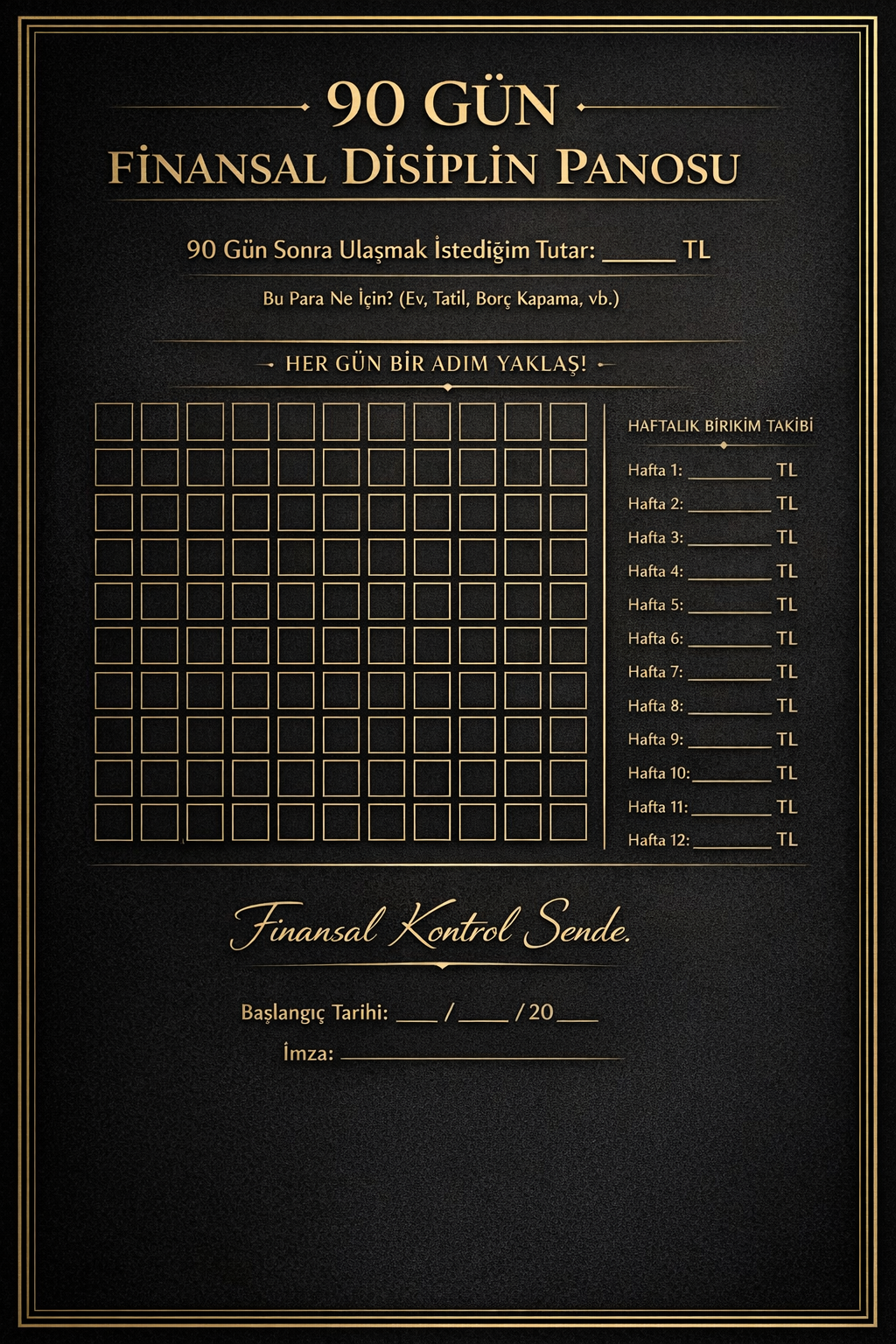 90 GÜN DİSİPLİN TABLOSU